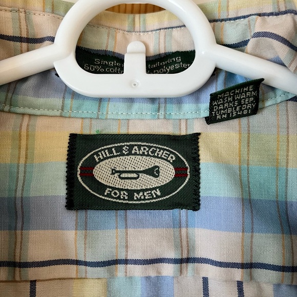 HILL & ARCHER Mens short sleeve button, Size M, VINTAGE CLOTHING - Picture 3 of 3